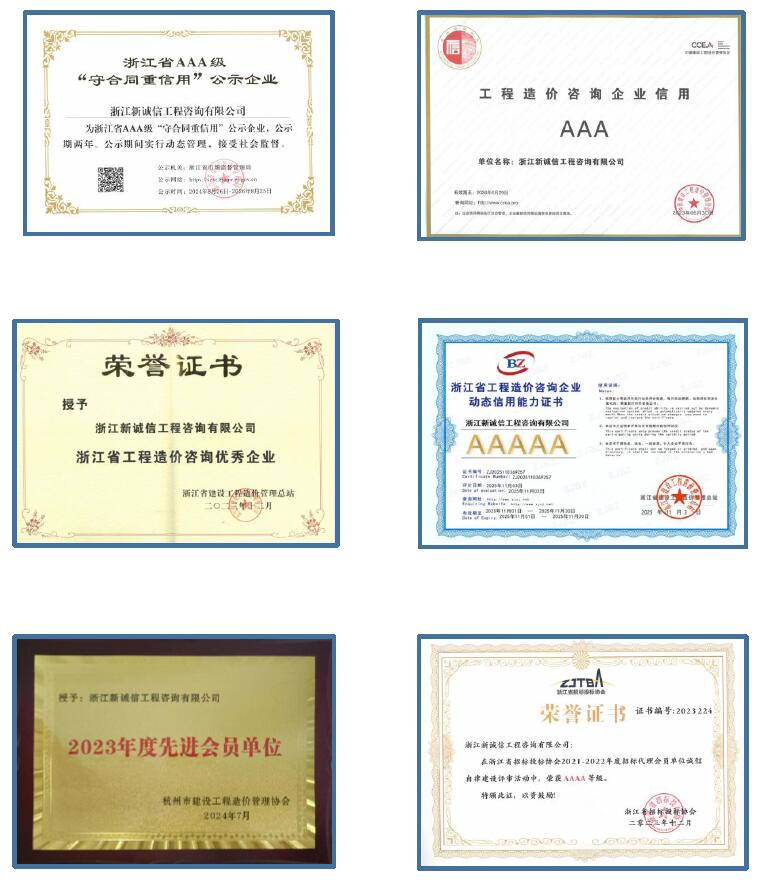 荣誉资质_{$city}浙江新诚信工程咨询